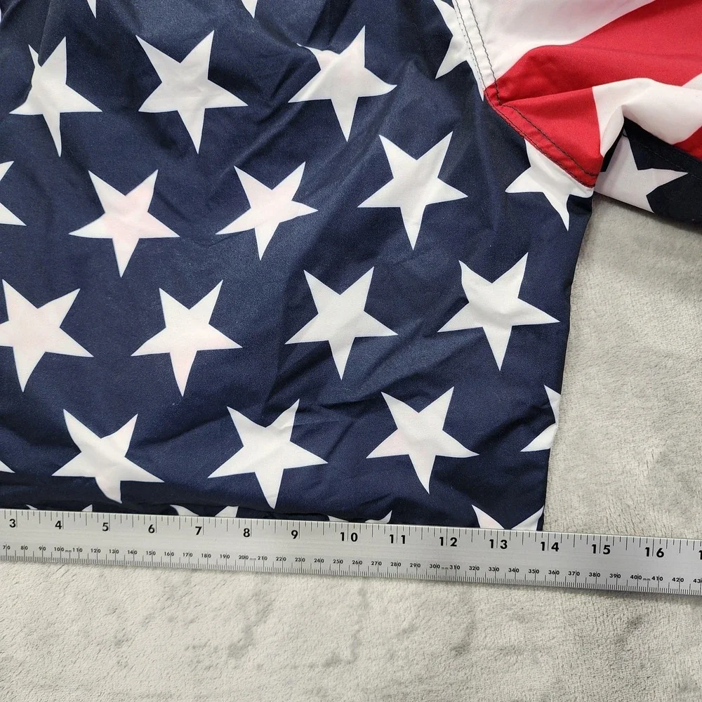 Faded Glory Swim Trunks Mens L Red White‎ Blue USA Flag Patriotic Lined Pockets